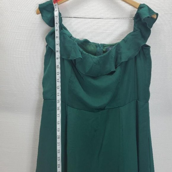 Modcloth Dress Womens XL Green Sleeveless Flare Satin Feel Ruffle Long - Picture 6 of 11